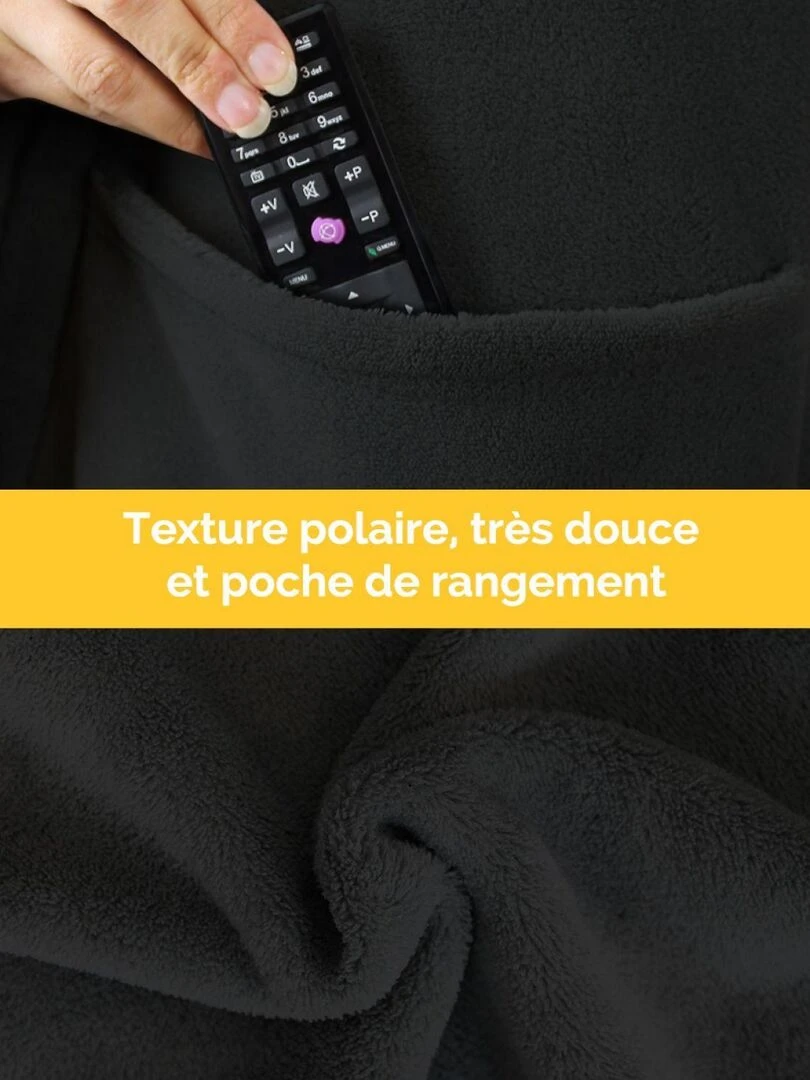 Couverture polaire plaid intégral avec manches et poche   Enfant   Vivezen   Noir