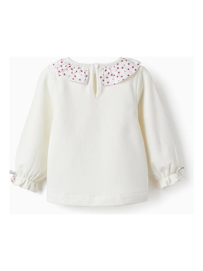 Sweat en Maille avec Volants et Nœuds pour Bébé Fille 'Floral' SPRING BEGINS Blanc
