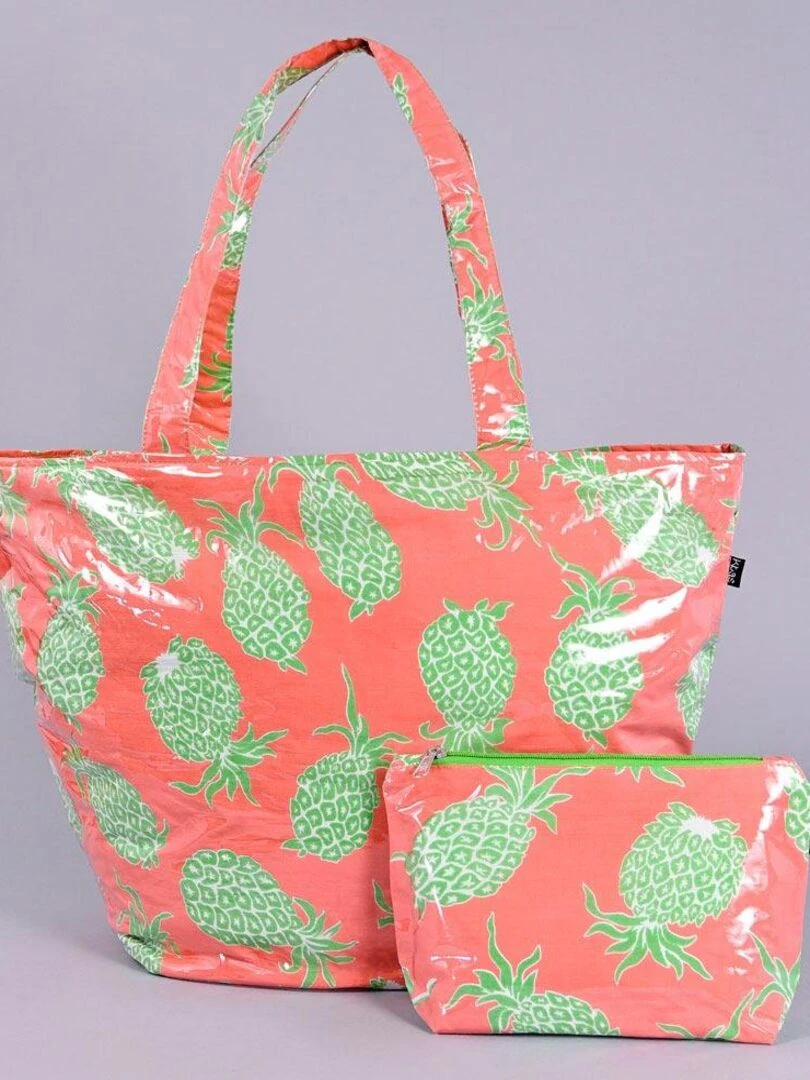 Sac plage et pochette maillot Ananas Orange