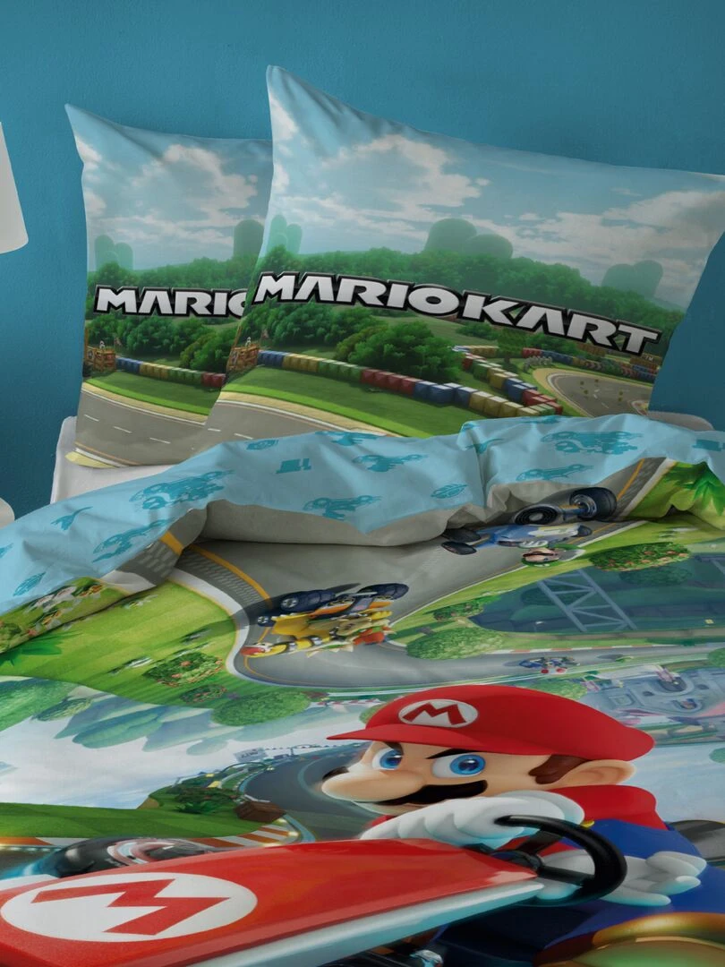 Parure de lit 'Mario Kart' 1 personne Multicolor