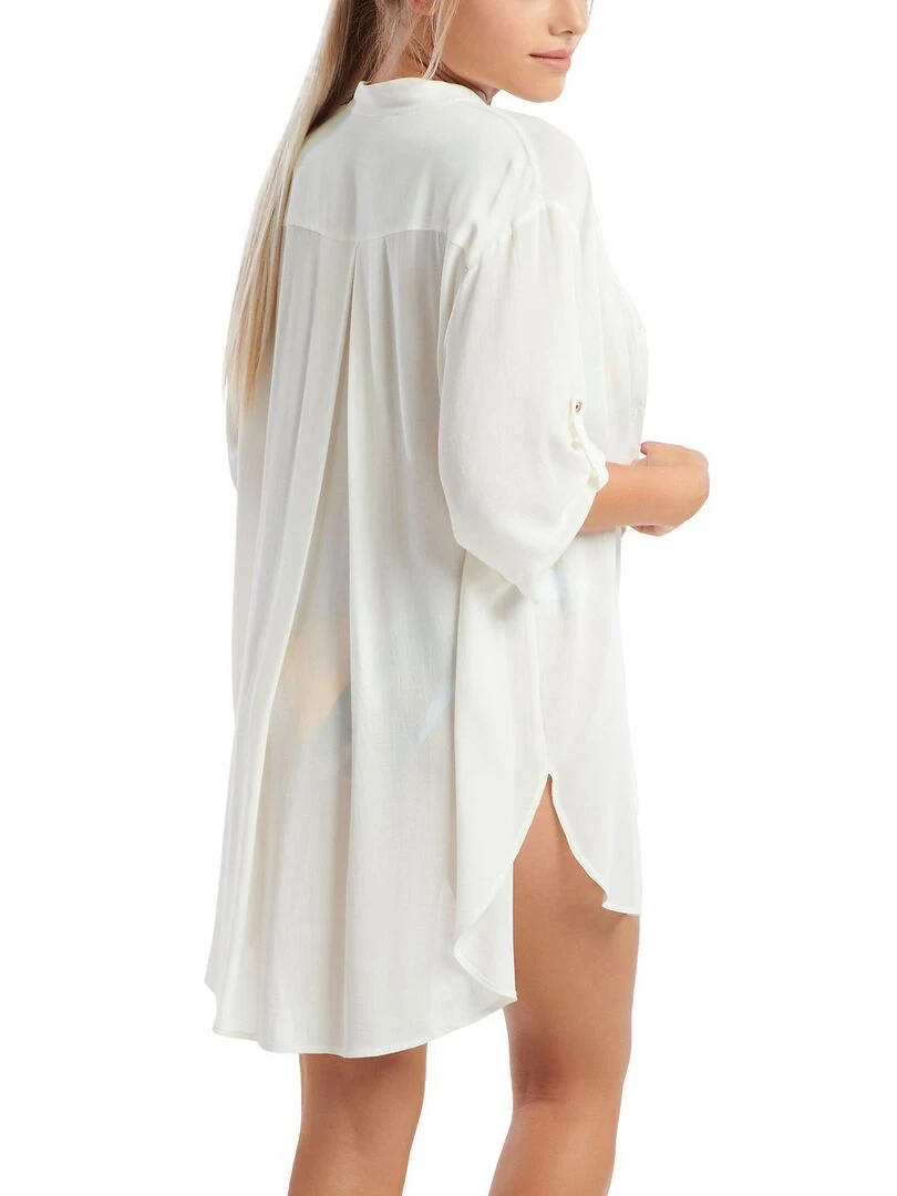 Tunique chemise estivale manches trois quarts Panama Ecru