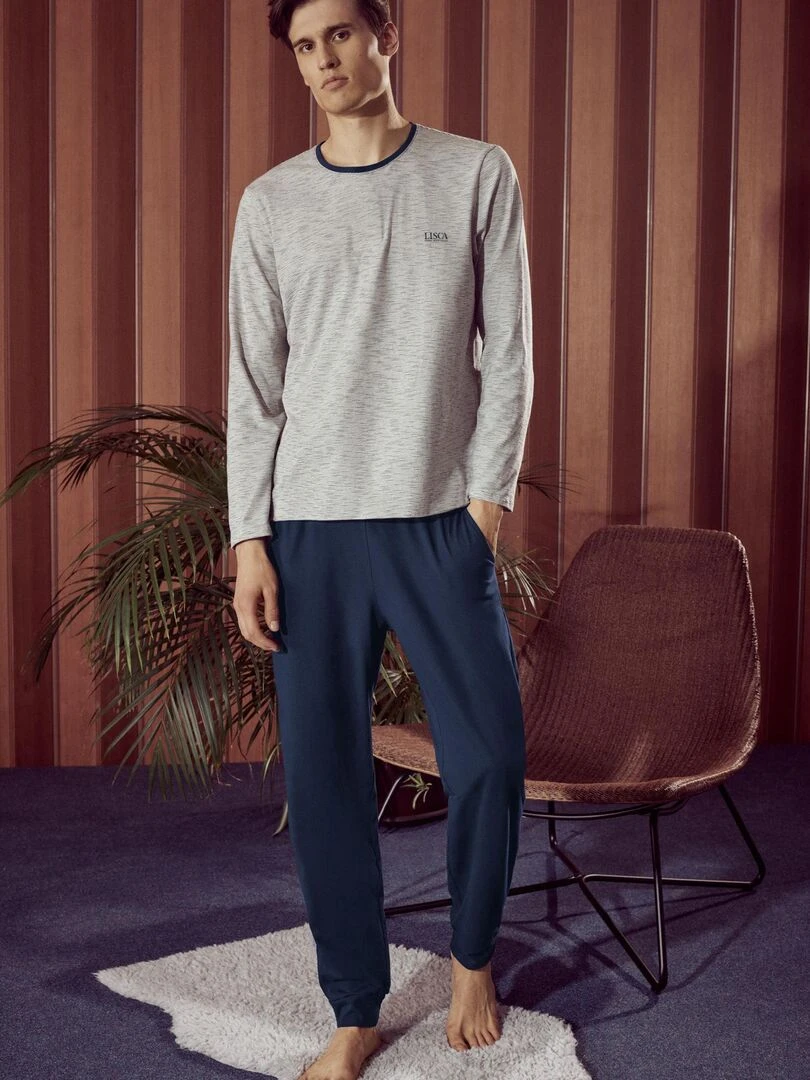 Pyjama pantalon top manches longues Atlas   Gris