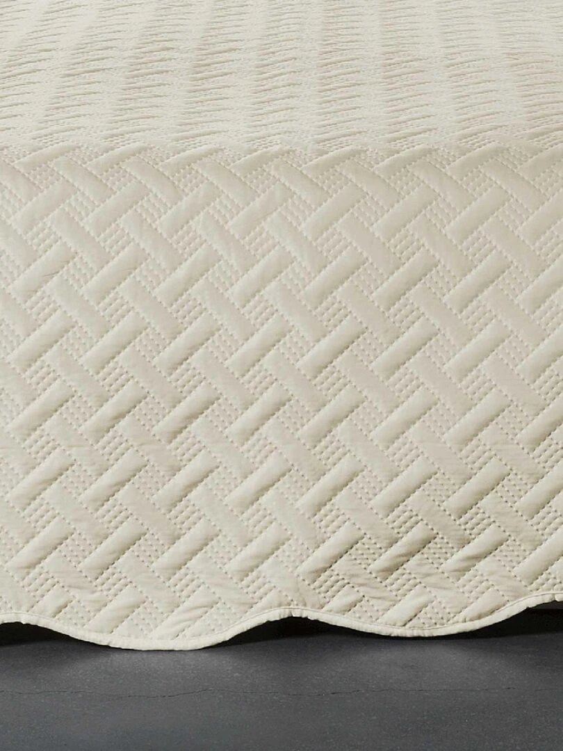 Couverture molletonné surpiquage graphique   Beige