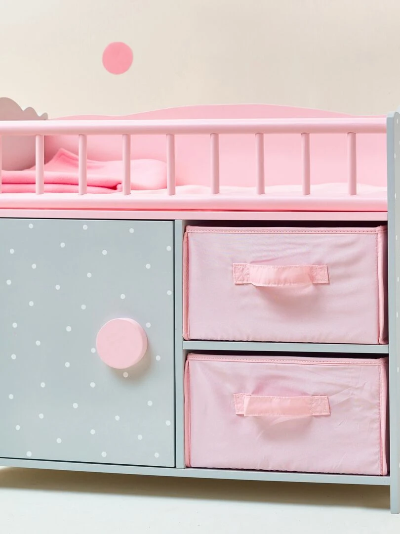 Lit berceau poupon poupée Polka Dots Princess bois avec rangement jeux TD 12390A   N/A