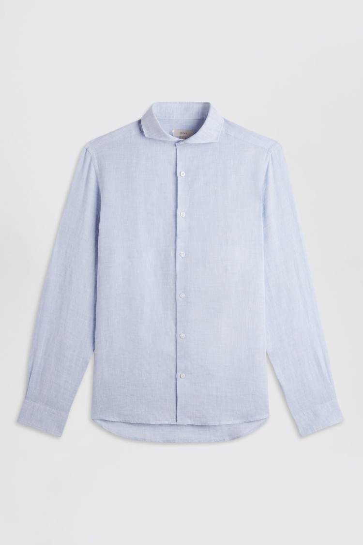 Tailored Fit Sky Linen Shirt   Buy Online at Moss