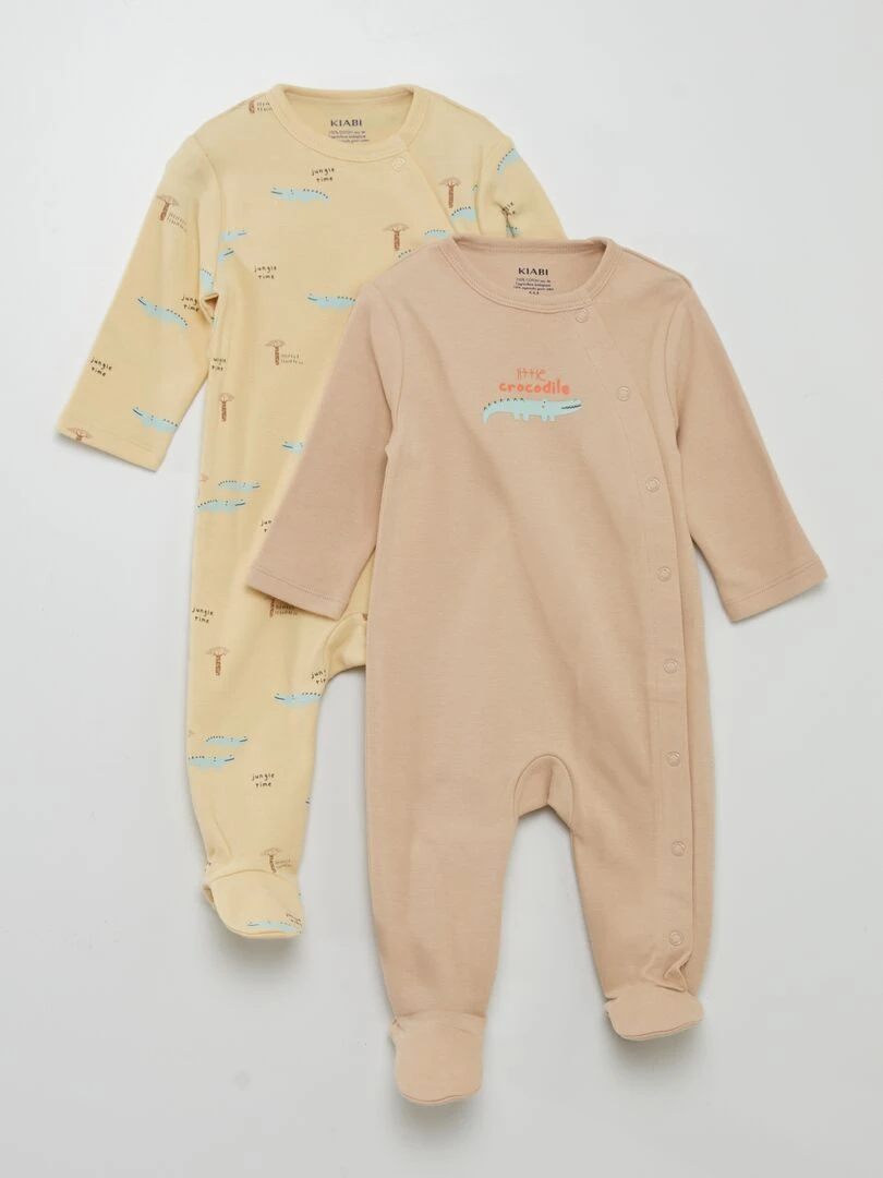 Lot de pyjama dors bien imprimée 2 pièces Beige