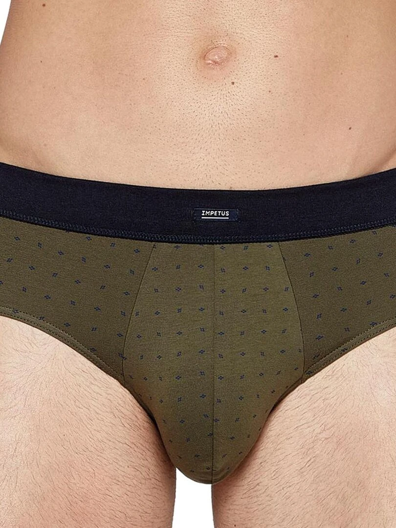 Pack 2 slips uni et imprimé en coton ceinture tubulaire Azurite Vert