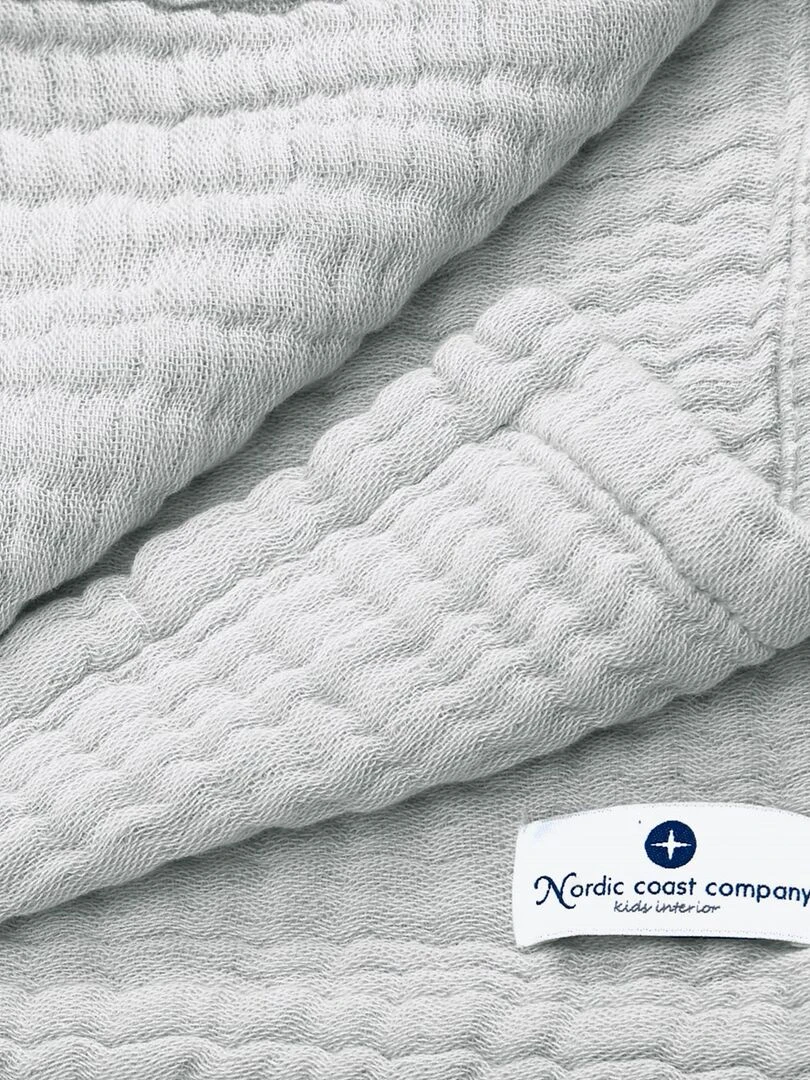 Couverture mousseline bebe grande en coton 90 x 120 cm Gris