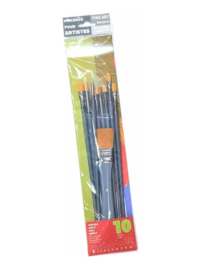 9 pinceaux pour peinture acrylique et 1 Spalter N/A