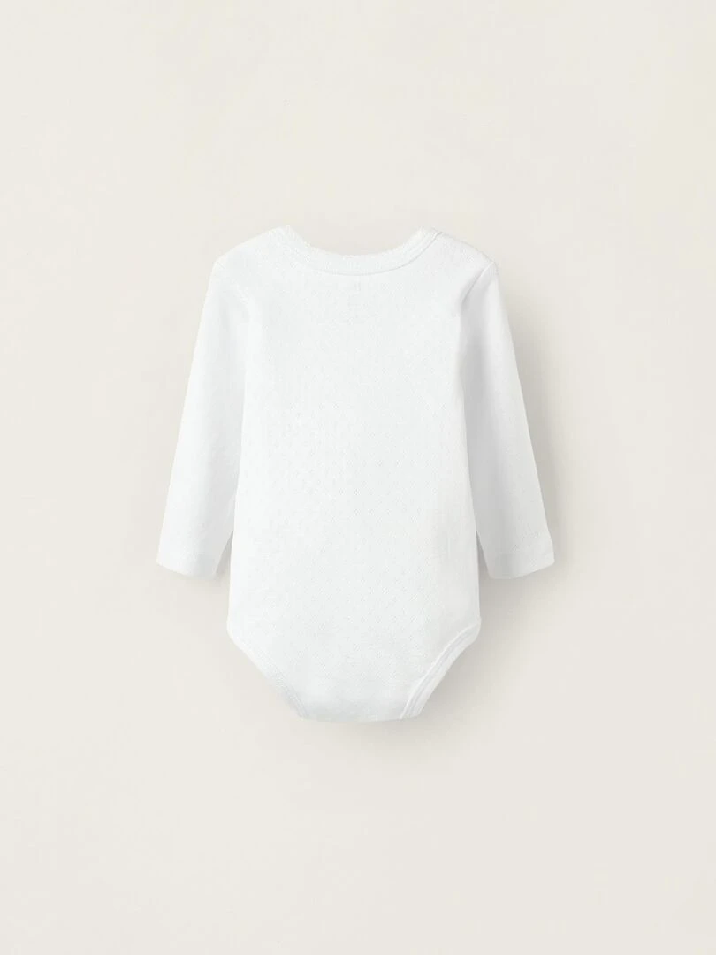 Pack 4 Bodies en coton pour nouveau né et bébé manches longues ESSENTIALS LINE Blanc