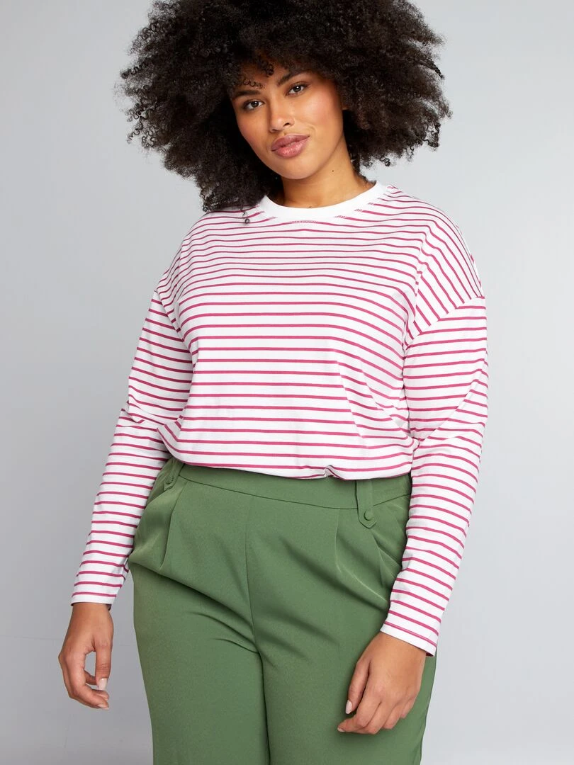 T shirt marinière Rose