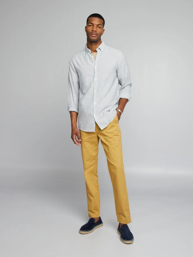 Pantalon chino à ceinture élastiquée Jaune