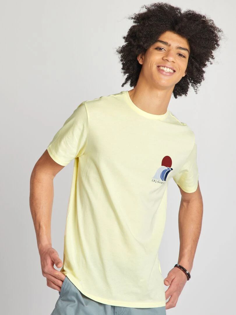 T shirt en jersey à col rond   Jaune clair