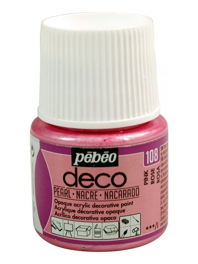 Peinture acrylique opaque nacrée Rose 45 ml N/A