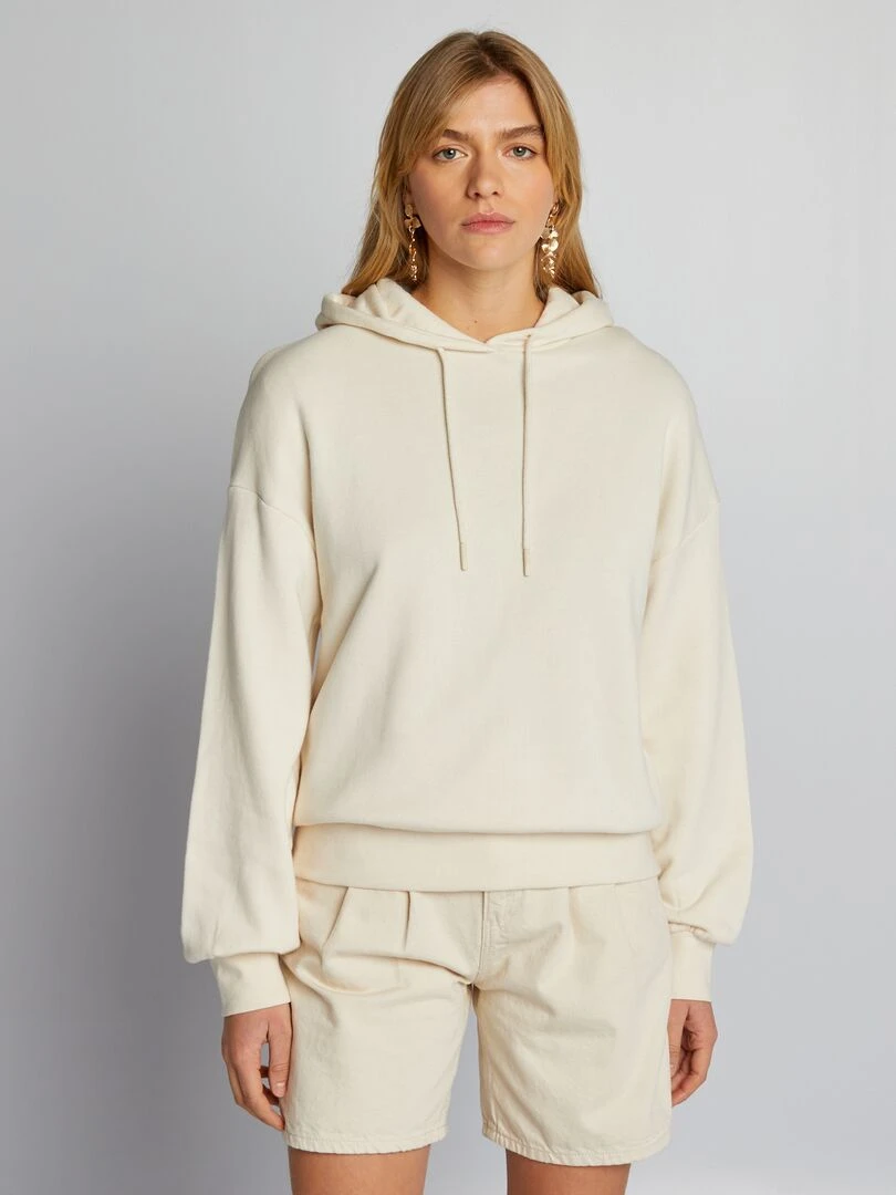 Sweat en molleton à capuche   Beige