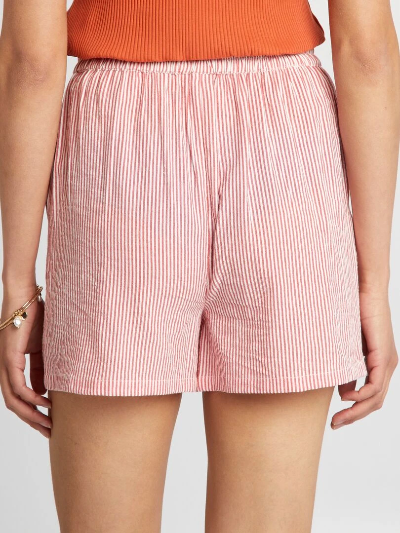 Short rayé en coton   Rouge
