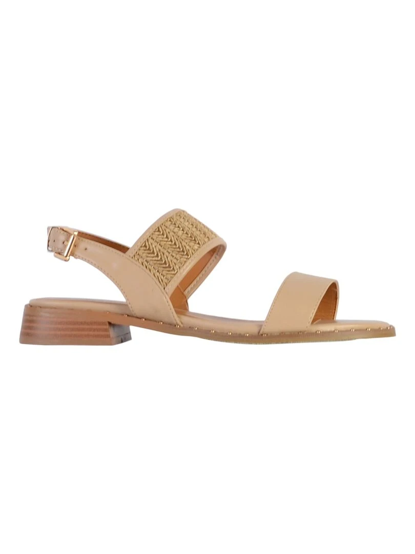 Sandale à Talon Plat The Divine Factory Beige