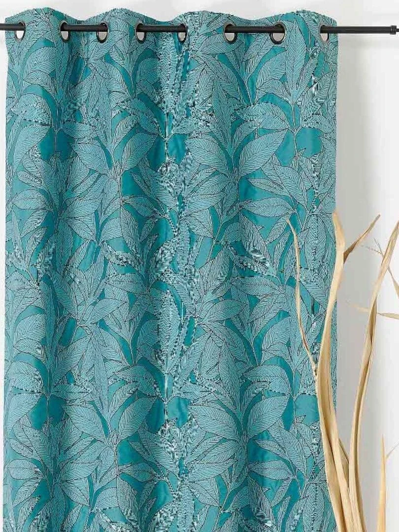 Rideau d'ameublement esprit feuillages Bleu