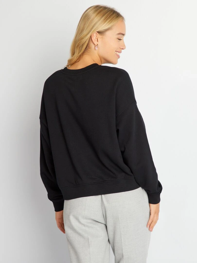 Sweat en molleton uni   noir