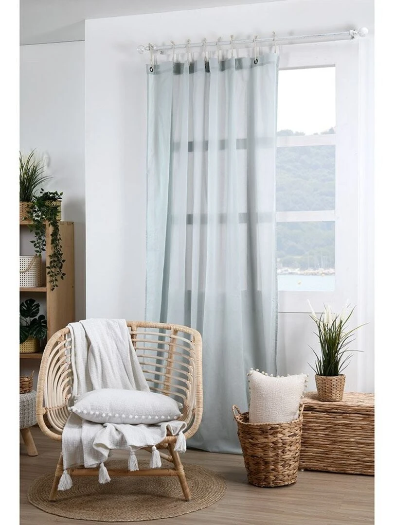 Voilage 140x260 cm Olonne lagon coton Bleu