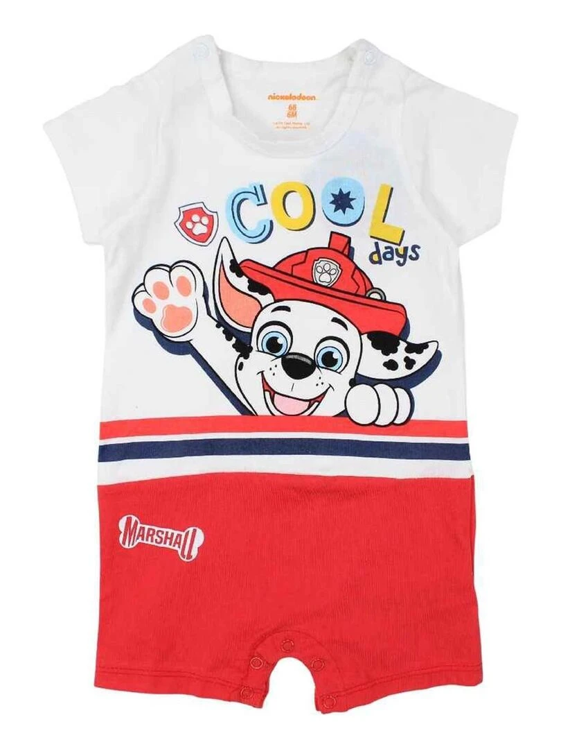 La Pat' Patrouille Combishort bébé garçon imprimé La Pat' Patrouille en coton Rouge