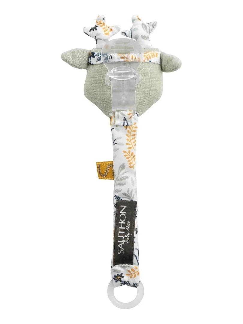 Attache tétine en coton cerf vert tilleul   SAUTHON   Vert tilleul