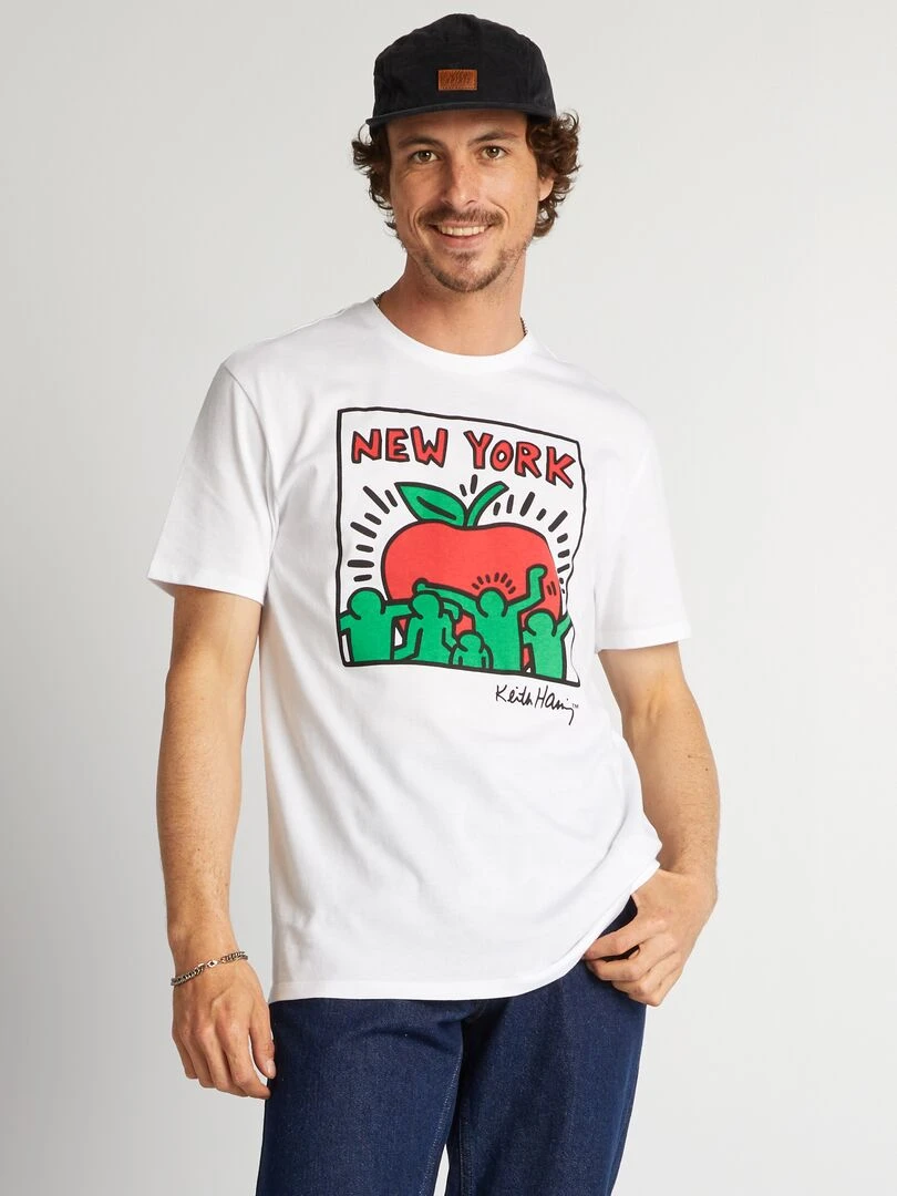 T shirt imprimé 'Keith Haring' blanc