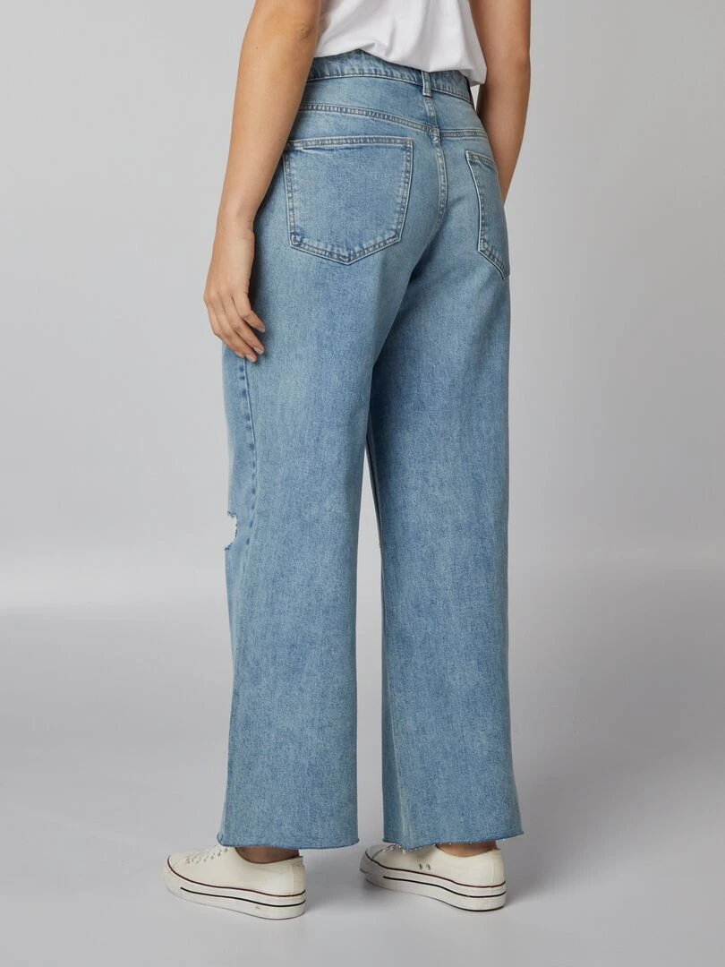 Jean wide leg taille haute   Bleu