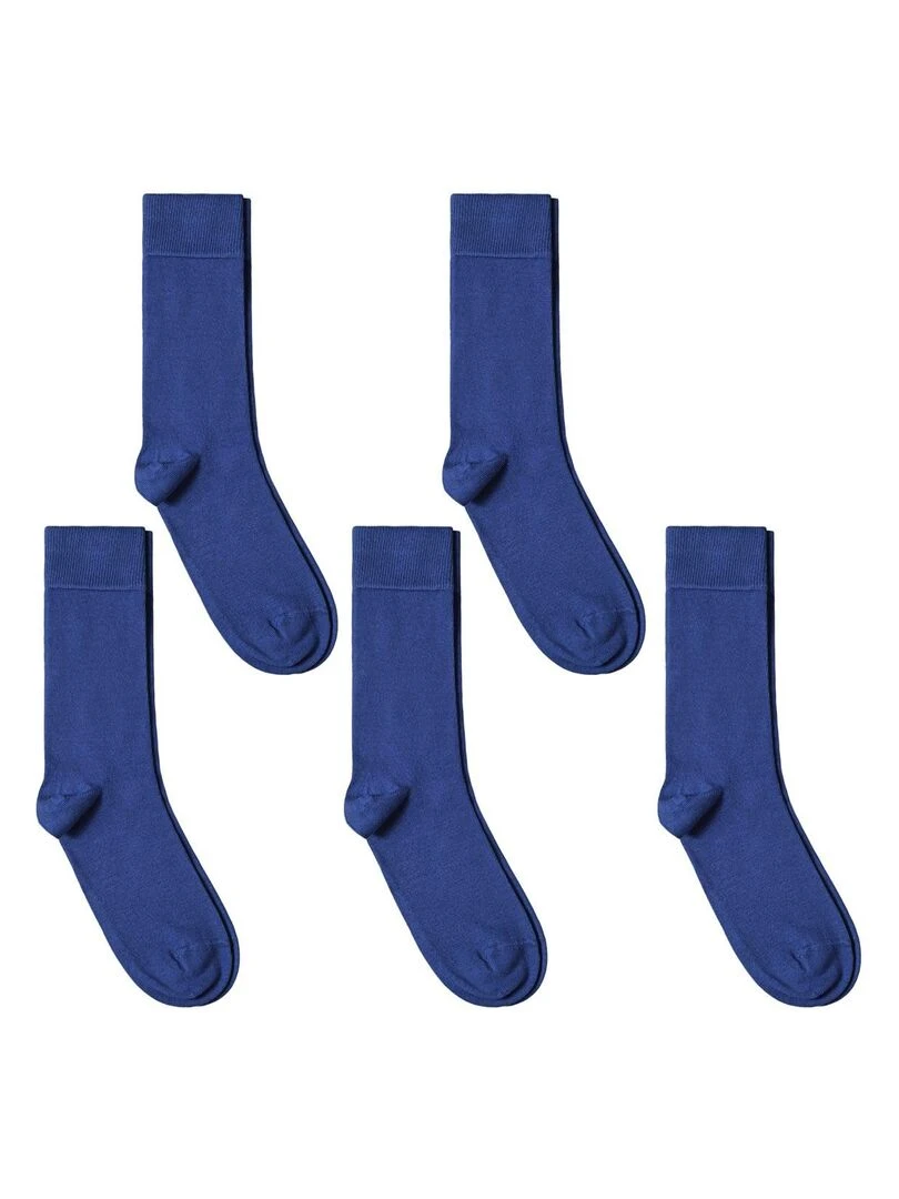 Chaussettes Jersey Coton Lot 5 Paires Fabrication UE Bleu roi
