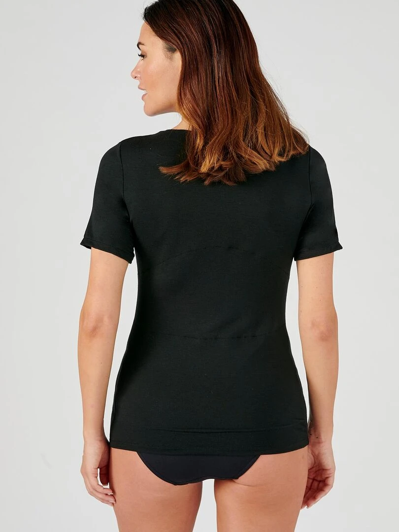 T shirt manches courtes dentelle  effet relaxant Thermolactyl   Damart   Noir