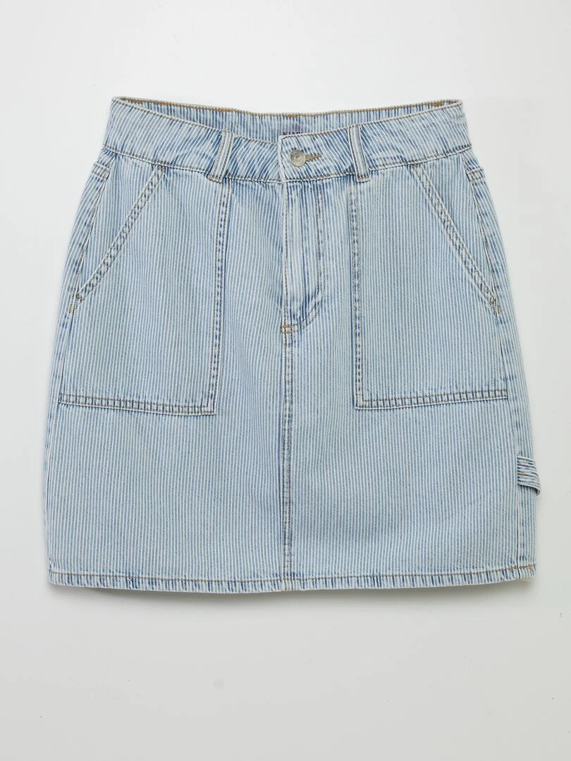 Jupe en jean à rayures Bleu