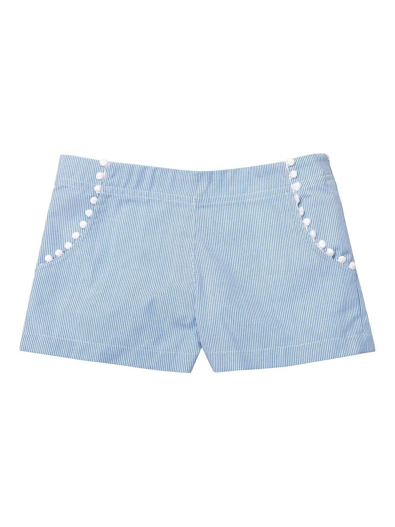 Short Été Fille  Rayures Bleues Blanches  ANGIE   'LA FAUTE A VOLTAIRE'   Blanc Bleu ciel