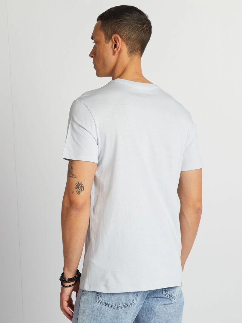 T shirt en coton imprimé à col rond   Bleu 'Surf Ride'