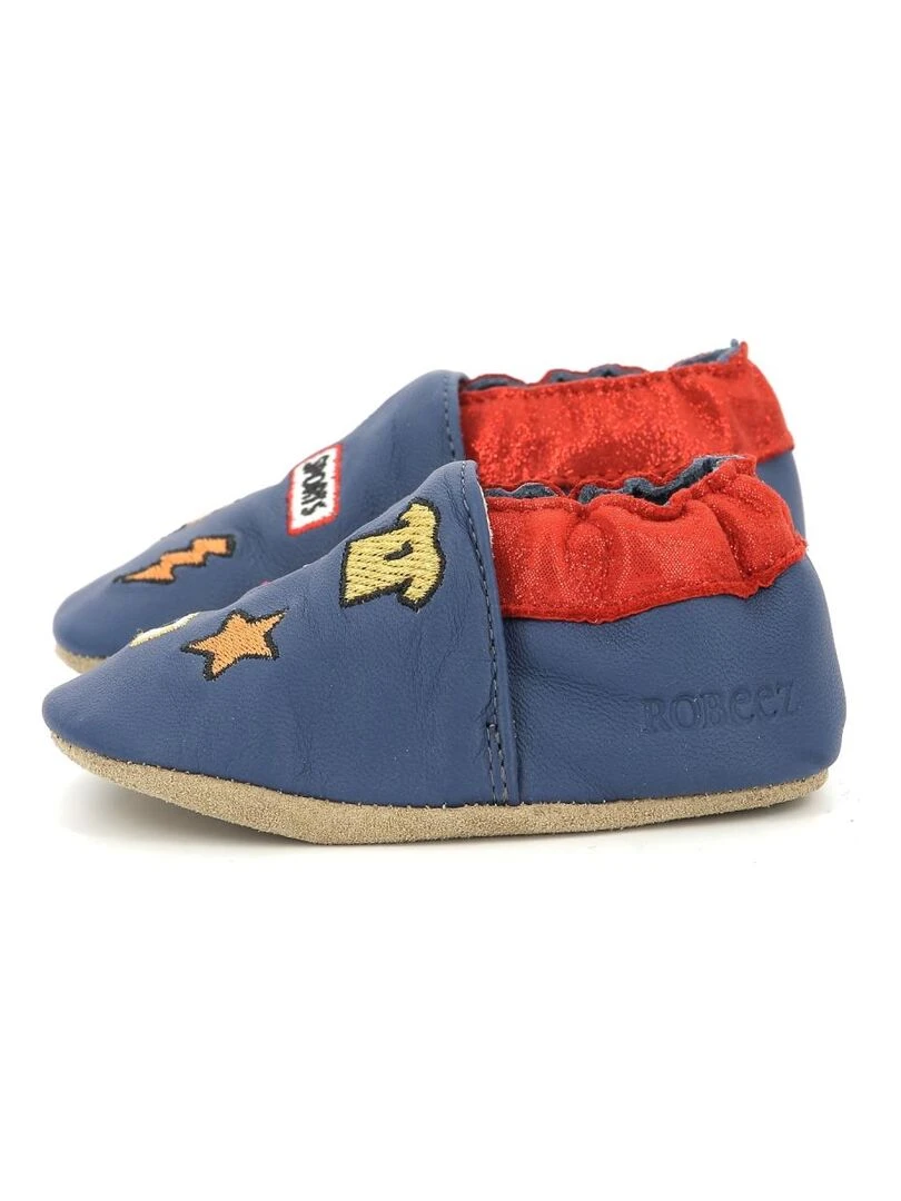 Chaussons Cuir Patch Sports   Bleu