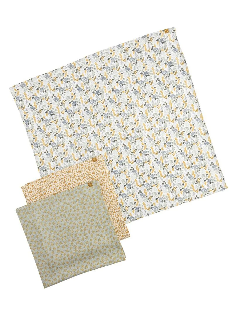 Lot de 3 langes en coton bio Promenons nous (70 x 70 cm) Multicolore