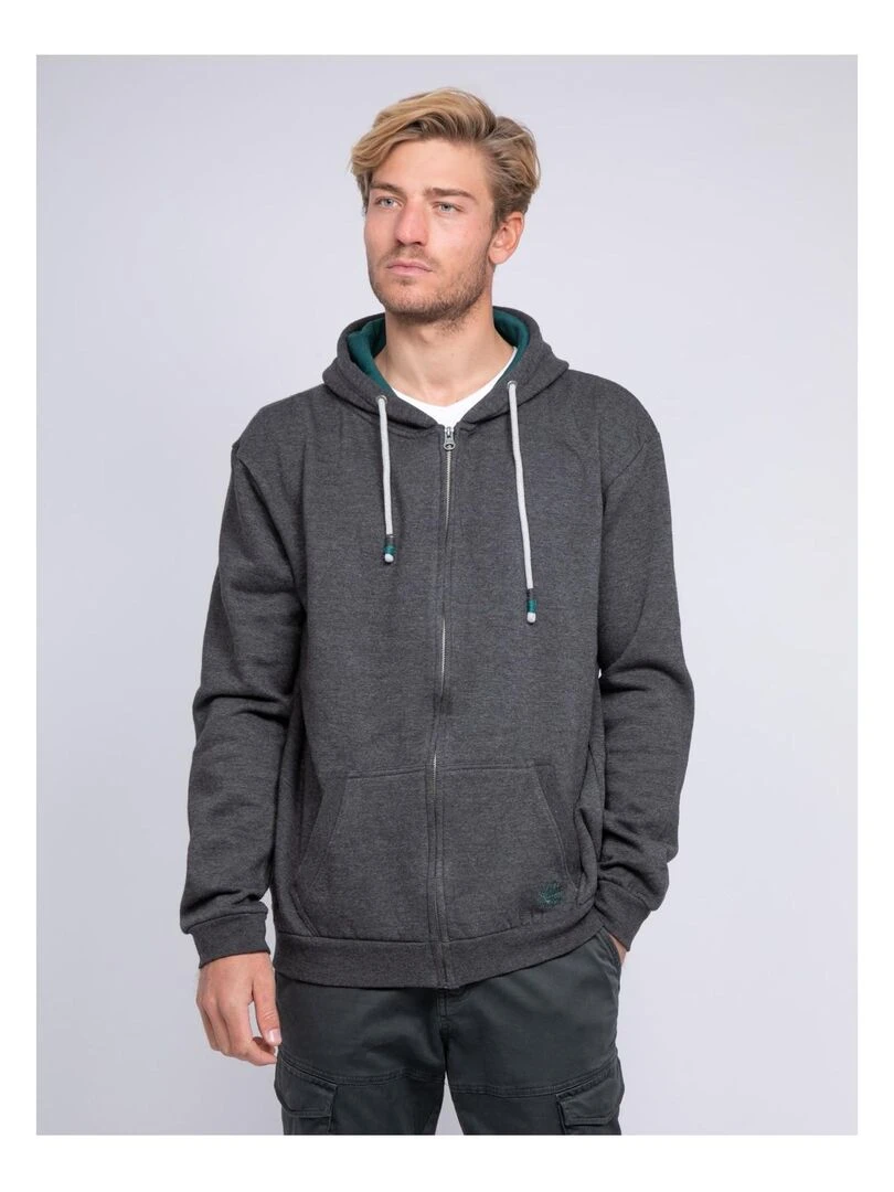 Sweat zippé capuche WAMIN Gris foncé