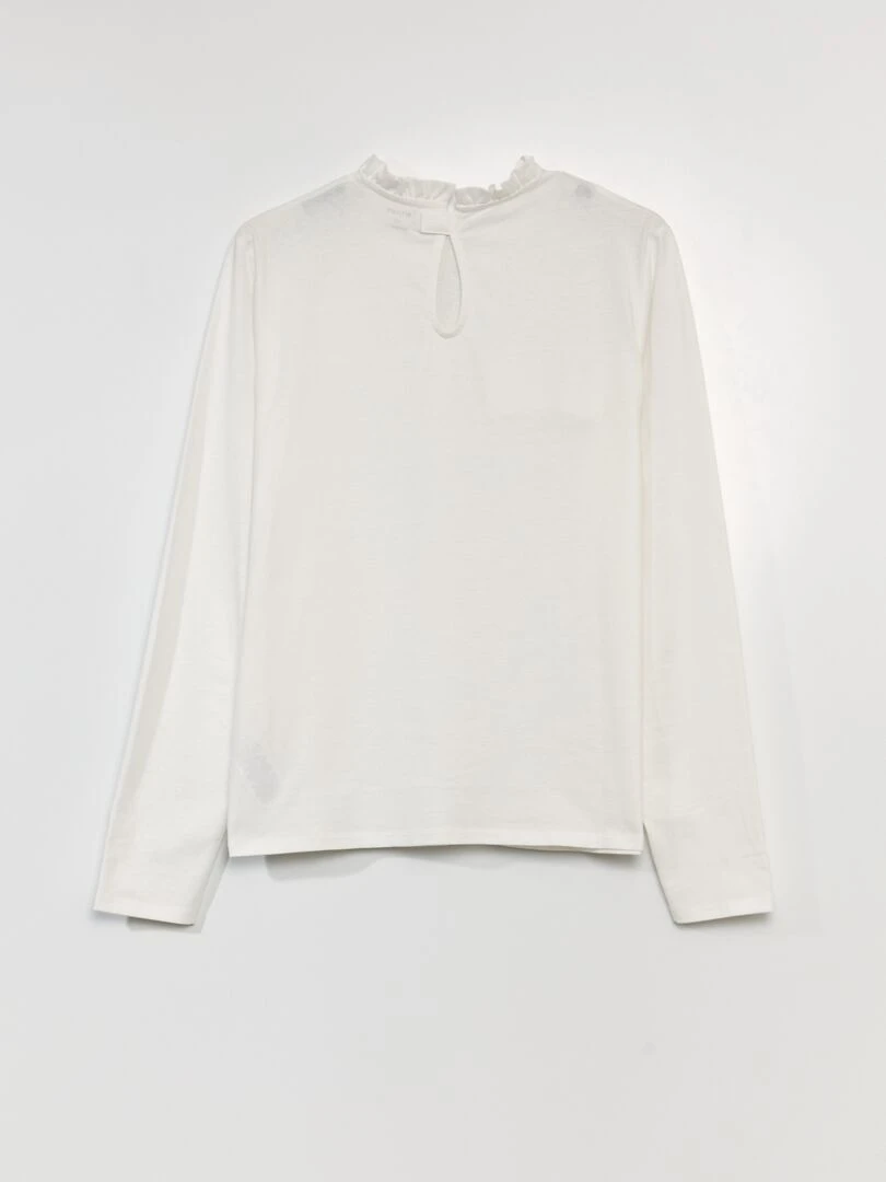 T shirt à col volanté   So Easy   blanc