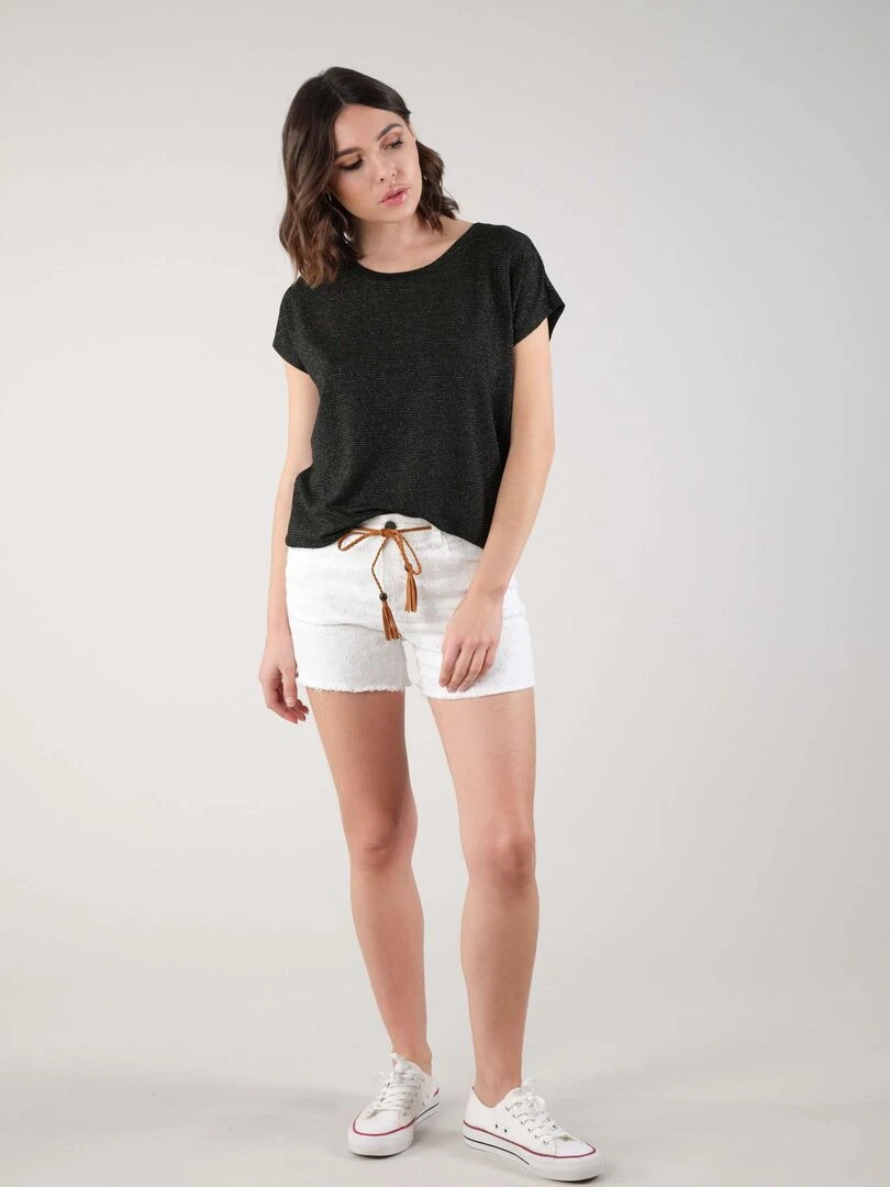 T shirt basique fantaisie pour femme 'Deeluxe' Noir