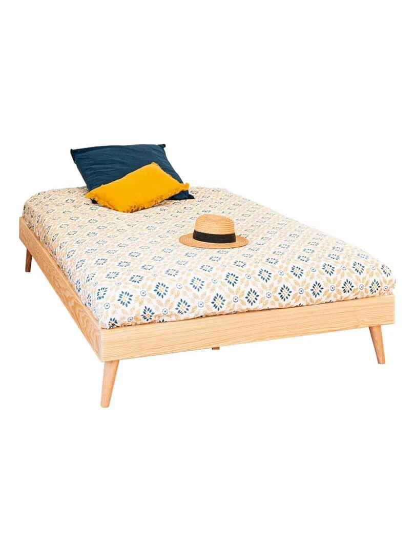 Pack lit avec pieds et matelas Doris AKITEN RETAIL Marron