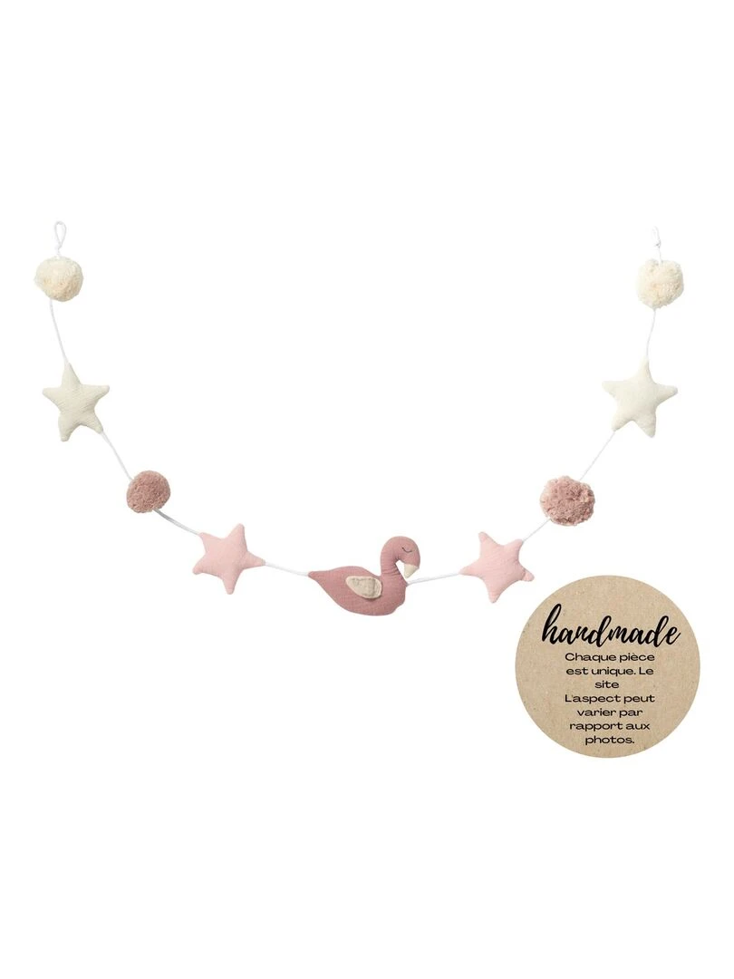 Guirlande en coton mousseline cygne 150 cm horizontale Rose