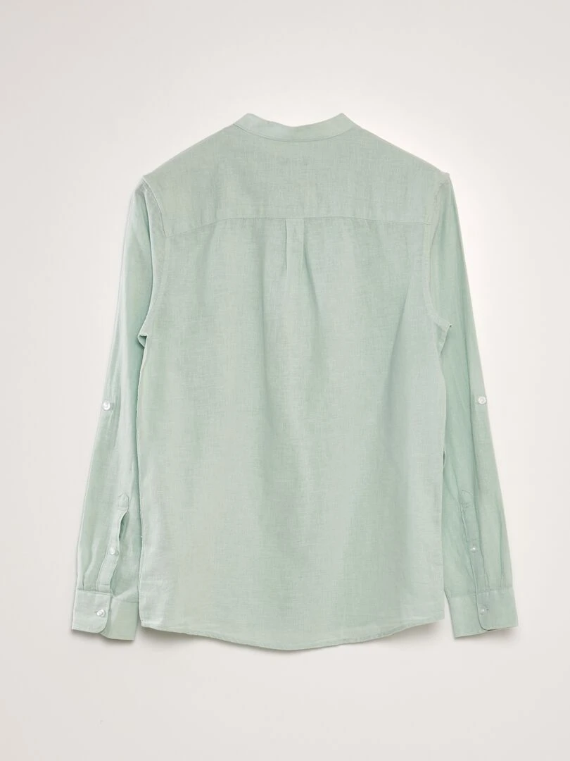 Chemise à col mao   Vert d'eau