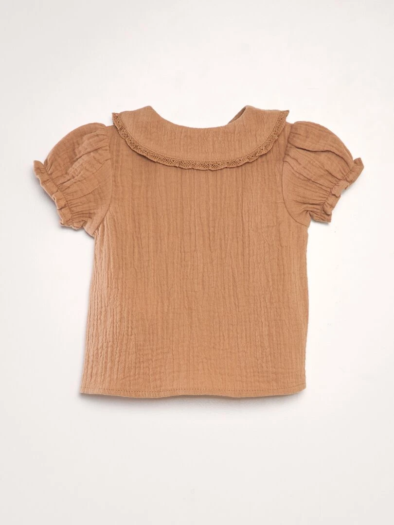 Blouse en double gaze de coton Marron