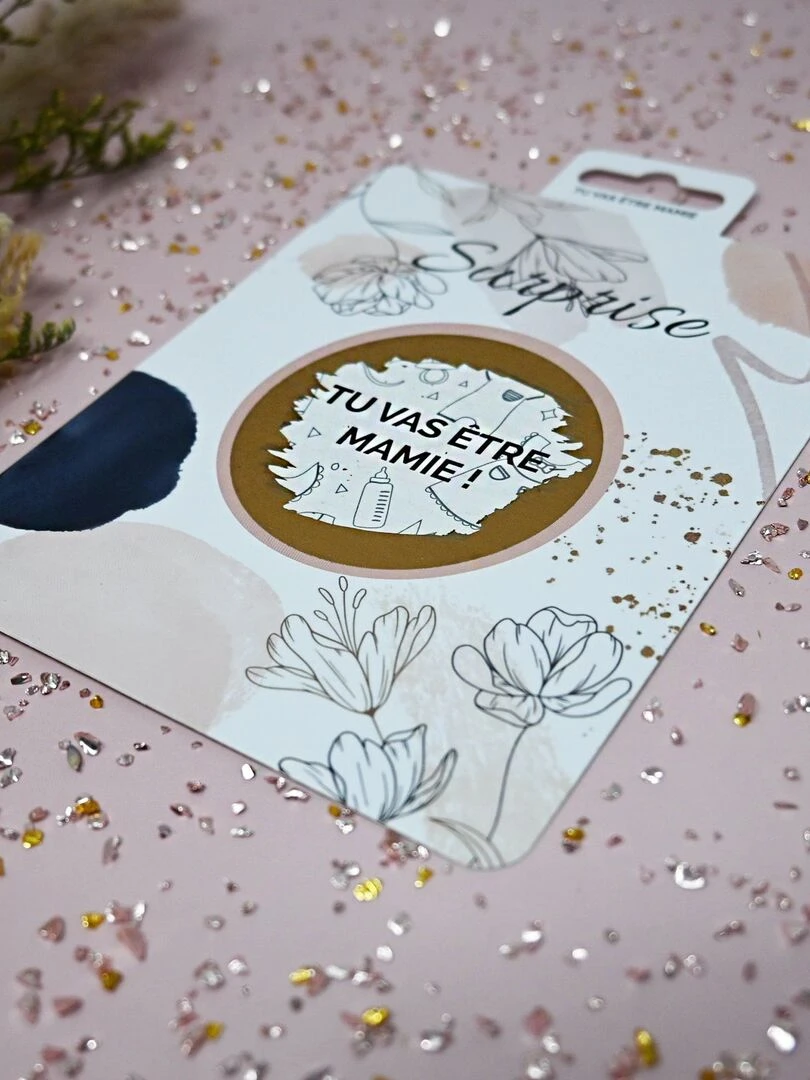 Carte à gratter   Tu vas être mamie !   Blanc