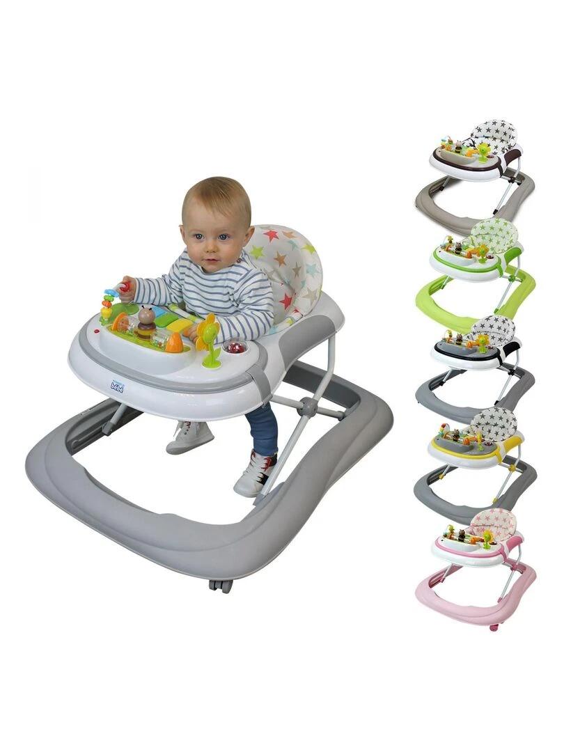 Trotteur bébé évolutif musical pliable réglable en hauteur Monsieur Bébé Gris