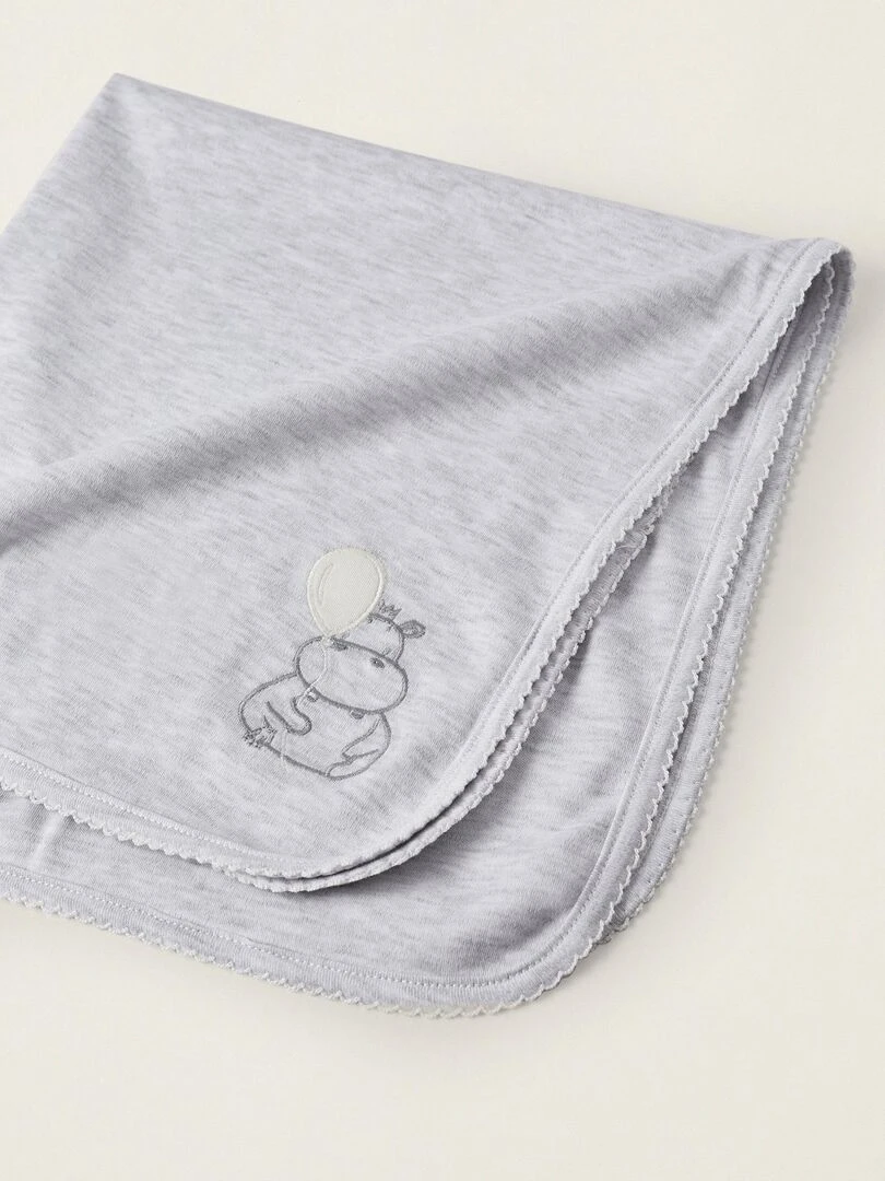 Ensemble de 3 pièces en coton pour nouveau né 'Hippopotame'  EARLY BLOOM   Blanc