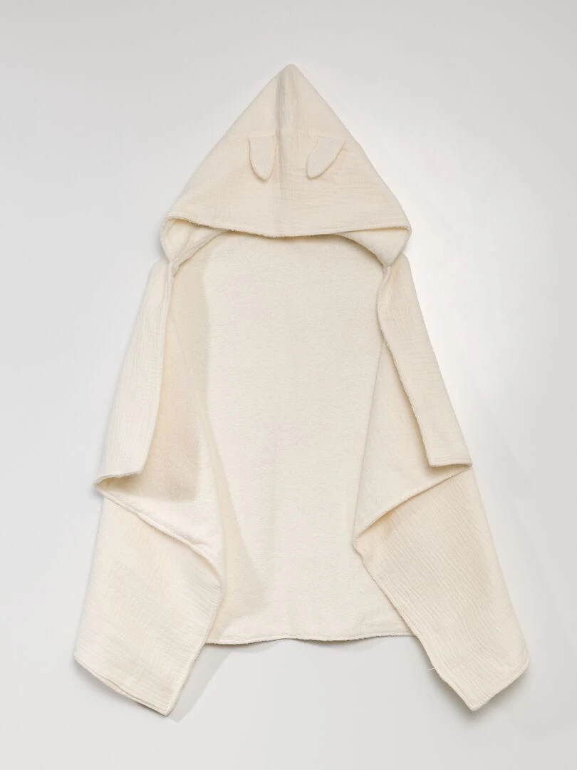 Cape de bain en double gaze de coton Ecru