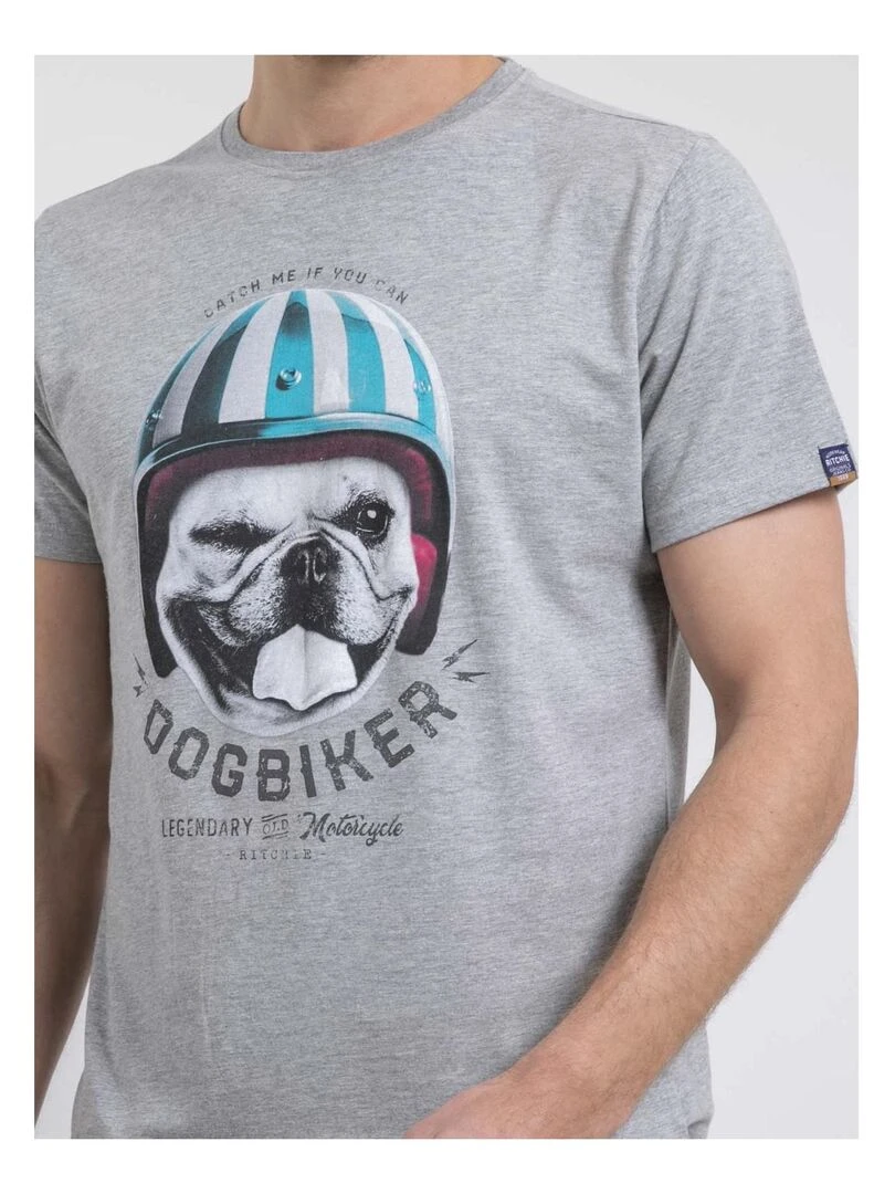 T shirt col rond pur coton NAMATOU   Gris