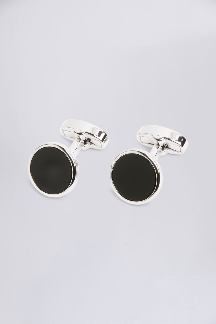 Silver Onyx Cufflinks Buy Online at Moss
