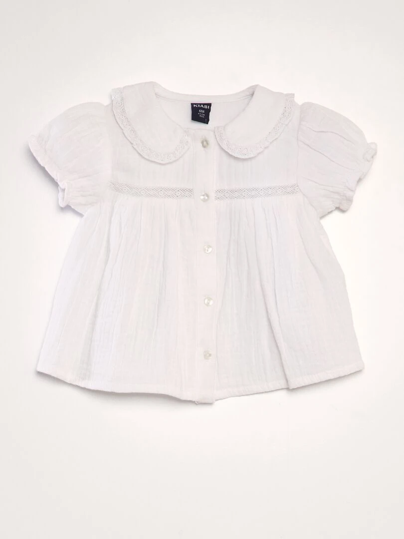 Blouse en double gaze de coton blanc