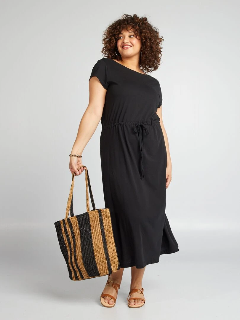 Robe unie croisée au dos 'Only Carmakoma' noir